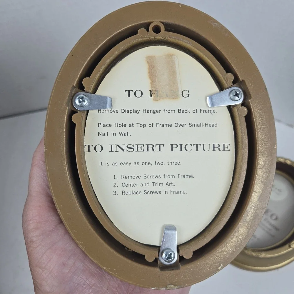 Lot of 3 Cameo Art Deco Gold Wedgewood Oval Hanging Picture Frames 3.25x4.25